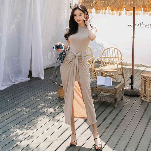 

arriving elegant fresh basic thin mini dress long skirt quality beach vacation 2 parts beautiful women sets, Black