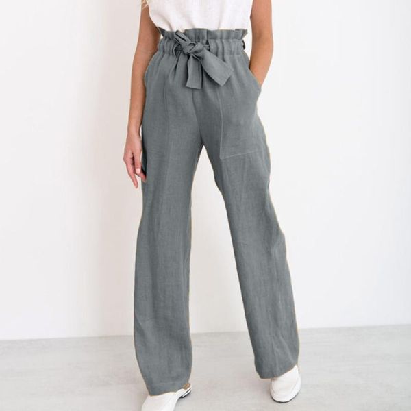 

women's pants & capris solid high waist straight women loose casual summer trousers 2021 classic ruffled pockets soft femme pantalon, Black;white