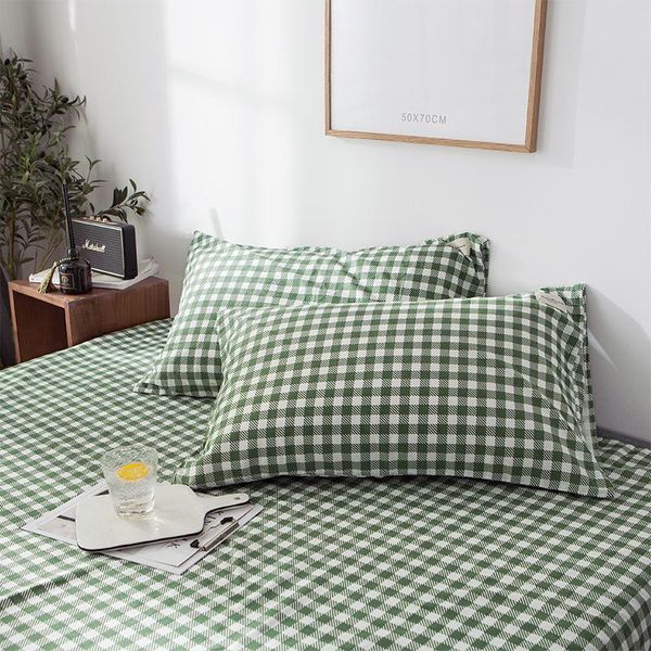 

pillow case simple green liittle plaid pillowslip without zipper winter printed quaility cotton pillowcases kids