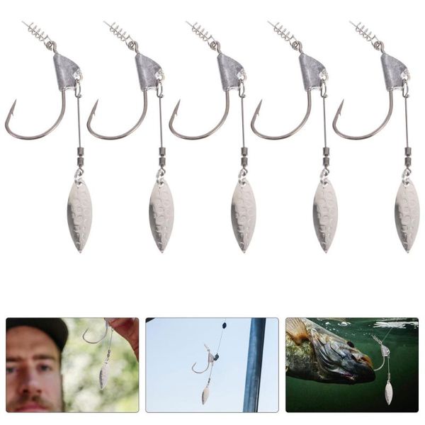 

fishing hooks 5 pcs jig heads weighted crankbait blades lures