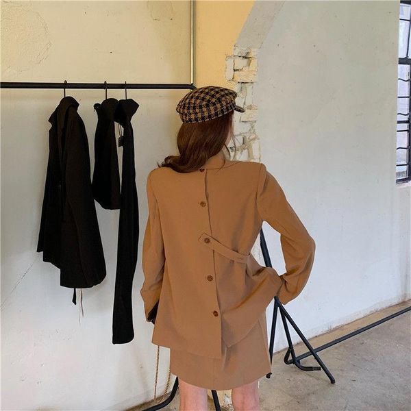 

women's tracksuits early autumn korean design sense niche long-sleeved small suit jacket short skirt trousers fashion women loose and t, Gray