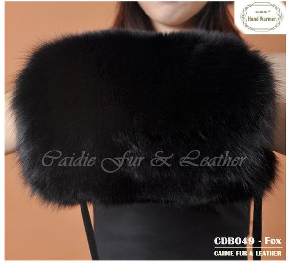 

others apparel real fur hand warmer mode genuine fox in winter 7ncw, Black;white