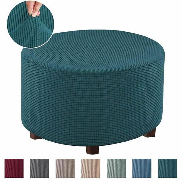 

chair covers jacquard ottoman stool cover elastic round footstool sofa slipcover footrest for recliner washable