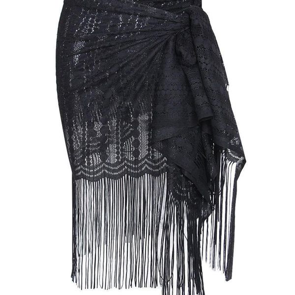 

women's swimwear women lace fringed mantillas sun protection beach summer vacation cover-ups, White;black
