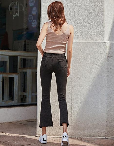 

women's jeans 2021 spring festival flare pants high stretch wide leg was thin waist black woman wild, Blue