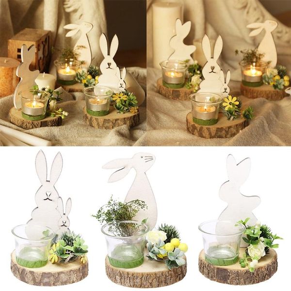 

nordic style wooden candle holder glass candlestick deskeaster wedding home decoration