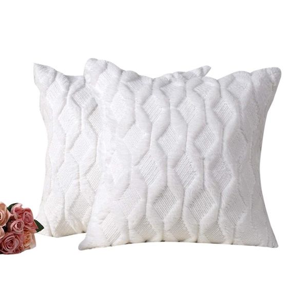 

pillow case pack of 2 soft plush short wool decorative throw covers luxury style cushion shell for sofa