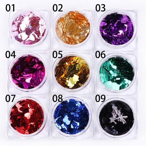 

nail glitter 12 colors sequins polish cross nails flake decorations heart-shaped, Silver;gold