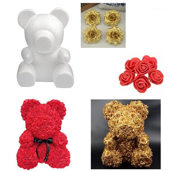 

decorative flowers & wreaths 1pc 15cm/20cm/30cm foam rose bear mold diy for gift polystyrene styrofoam ball artificial flower1