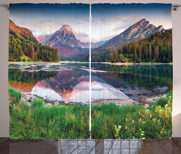 

curtain & drapes landscape window curtains europe scenic summer sunrise living room bedroom kids home decoration