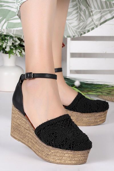 

sandals woggo pnt 345007 skin 8 cm wedges female shoes, Black