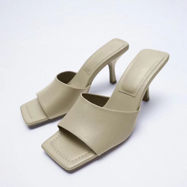 

slippers flat women's slippers slide slipers beige woman high-toe sandals high-square foot summer soft black back h05c