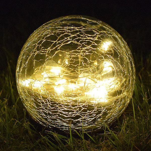 

solar lamps led light waterproof garden lawn lamp outdoor glass ball cracked