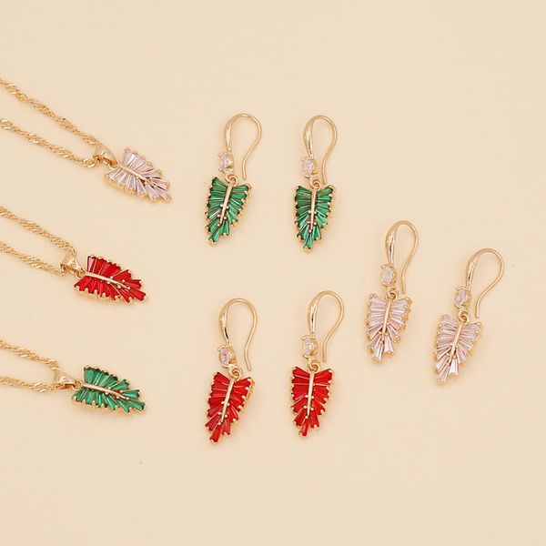 

factory wholesale multicolor zircon leaf necklace niche design fashion temperament personality trend jewelry n830 party gift