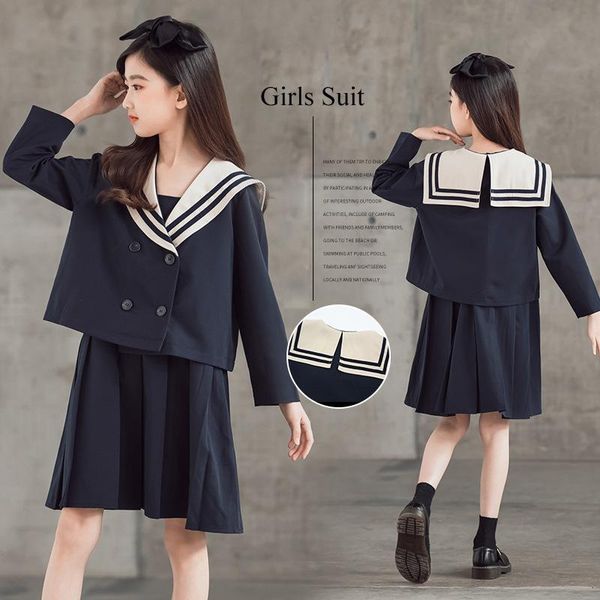 

spring children's clothing set college style teenage girls jacket vest dress suit two-piece kids tracksuit 10 12 13 y sets, White