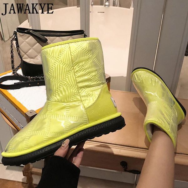 

boots pvc waterproof snow natural sheep fur winter shoes fluorescent green sweet girl's ankle ladies warm, Black