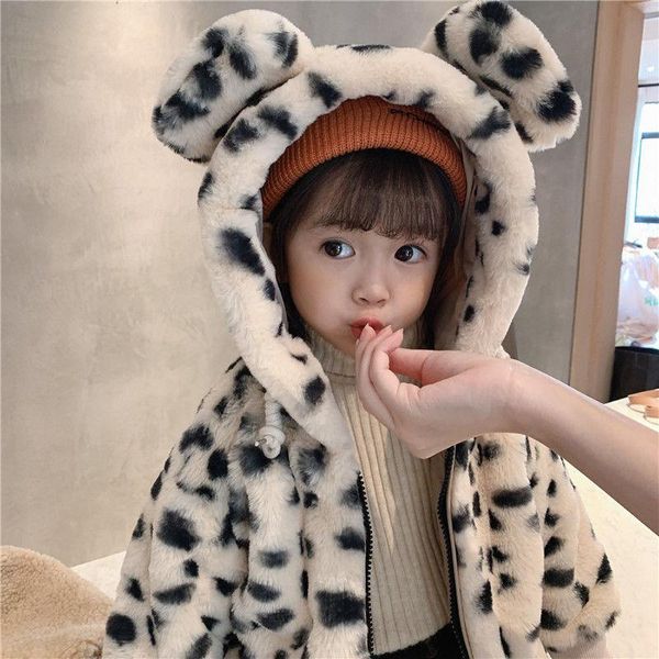 

jackets 2021 autumn winter kids boys warm thick faux fur coats children clothing ear leopard long sleeve cute outerwear t09, Blue;gray