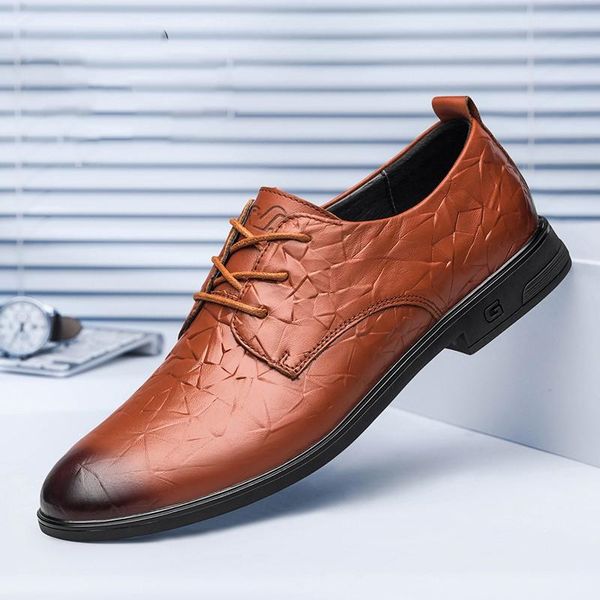 

dress shoes men leather slip on casual brogue spring ankle boots vintage classic male, Black