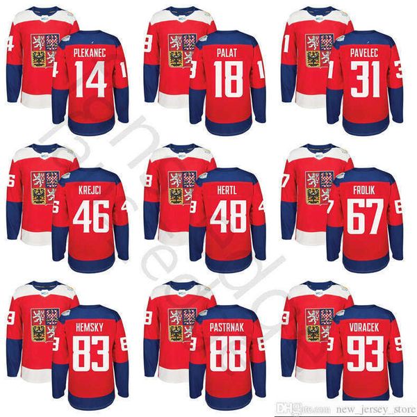 

world cup wch czech republic ice hockey jersey 46 david krejci 48 tomas hertl 93 jakub voracek 31 ondrej pavelec 88 david pastrnak, Black