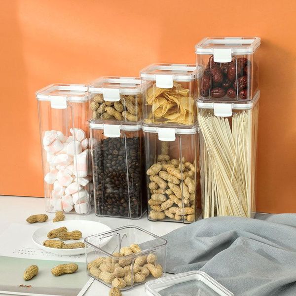 

storage bottles & jars sealed jar transparent plastic household kitchen spice food grade nut tea grain box