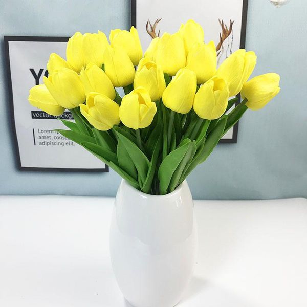 

20pcs/lot tulip artificial flower pu latex pure manual real touch bouquet for wedding decoration home party kgh001 decorative flowers & wrea
