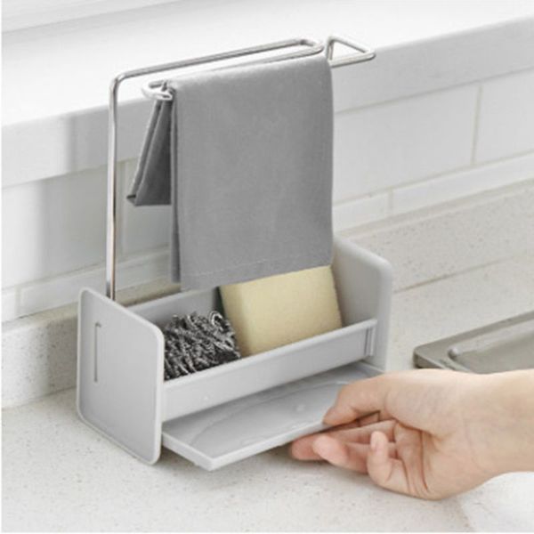 

kitchen sponge holder wash basin cleaning brush soap organizer rack with drainage compartment lap dish towel hanging shelf removable wholesa