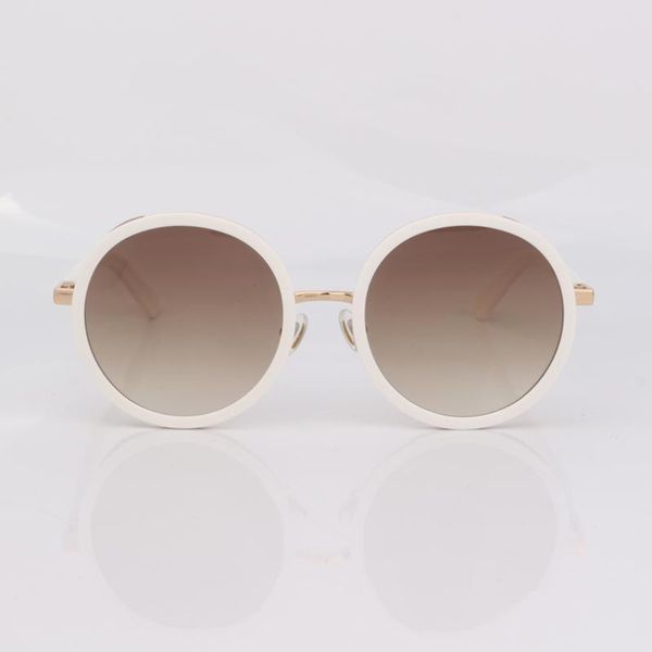 

sunglasses metal trim ivory round women with glitter, White;black