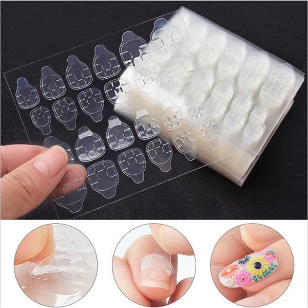 

nail gel 24 sheets diy tips transparent double sided self adhesive stickers jelly waterproof false art extension glue tool drop ship, Red;pink