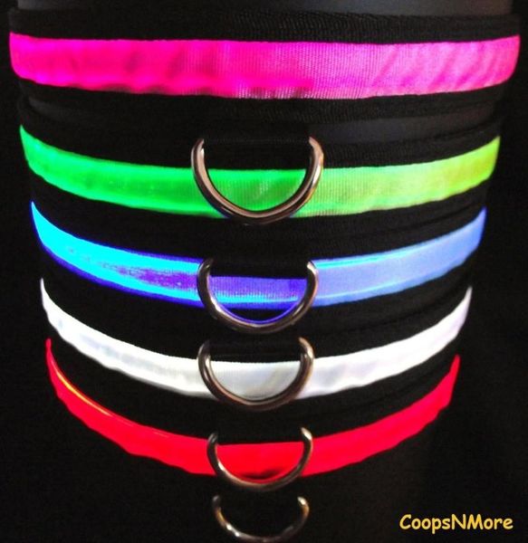 

dog collars & leashes 500pcs/lot* led nylon pet collar night safety light-up flashing glow in the dark electric pets cat