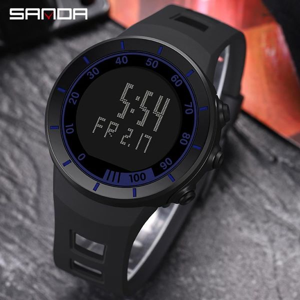 

wristwatches sanda 2021 men's sports watch led digital electronic fashion waterproof military clock outdoor 9001, Slivery;brown