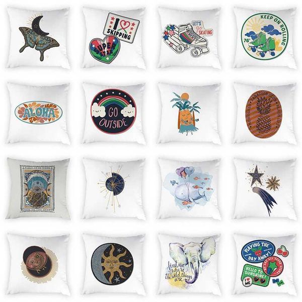 

cushion/decorative pillow personalized elephant butterfly exaggerated cute hand painting home decor peach skin throw case 45*45cm