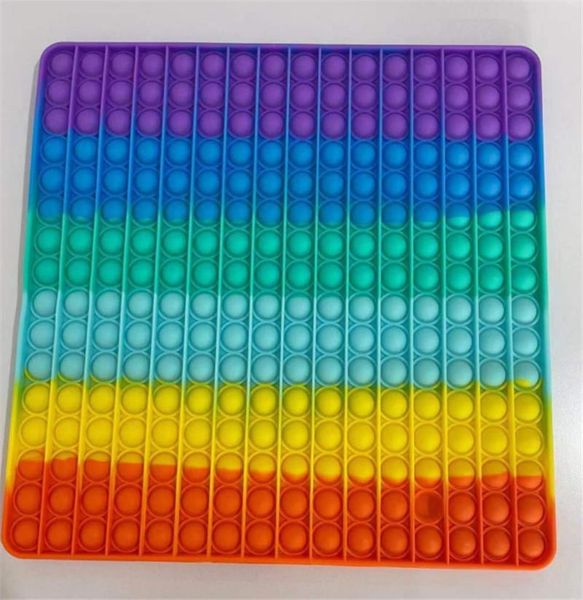 

30*30cm big size rainbow push bubble poppers board fidget toys mega jumbo sup large poo its finger puzzle stress relief game anxiety relieve
