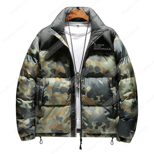 

Mens Down Jacket Cotton Suit Outdoor Winter Jacket 2020 New Stand Collar Camouflage Jacket Hooded Loose Thickening, Black