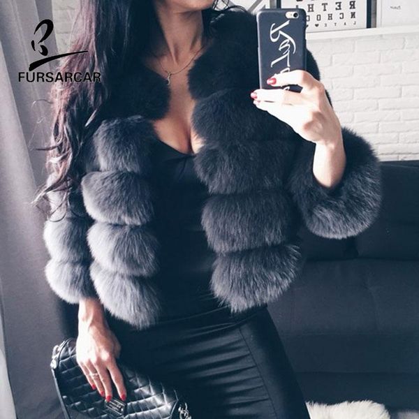 

women's fur & faux fursarcar short real coat women winter natural jacket full pelt thick 2021 wholesale outwear, Black
