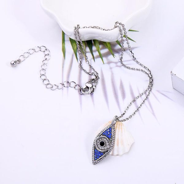 

pendant necklaces bohemia ethnic crystal devil's eye long necklace for women charming unique birthday gift jewelry accessory, Silver