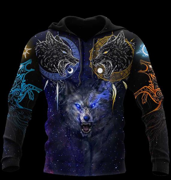 

men's hoodies & sweatshirts amazingviking wolf skoll and hati tattoo 3d printed art hoodie zip streetwear oversized 5xl pullover spor, Black