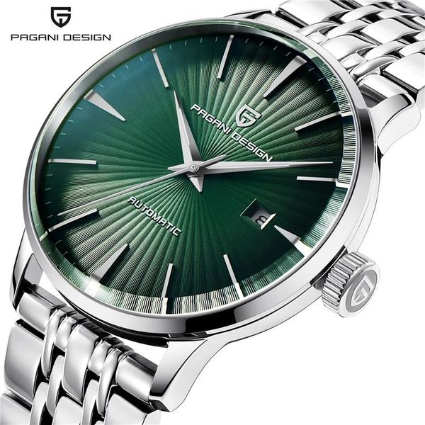 

wristwatches pagani design luxury men's watch brand automatic mechanical wristwatch stainless steel waterproof, Slivery;brown
