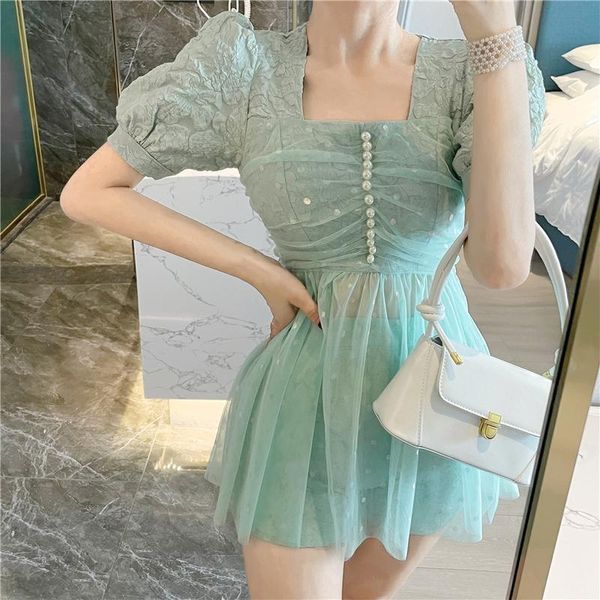 

women's tracksuits 2021 summer korean fashion two piece set women pearl beading shirt + shorts suits cute sweet ensemble femme 2, Gray