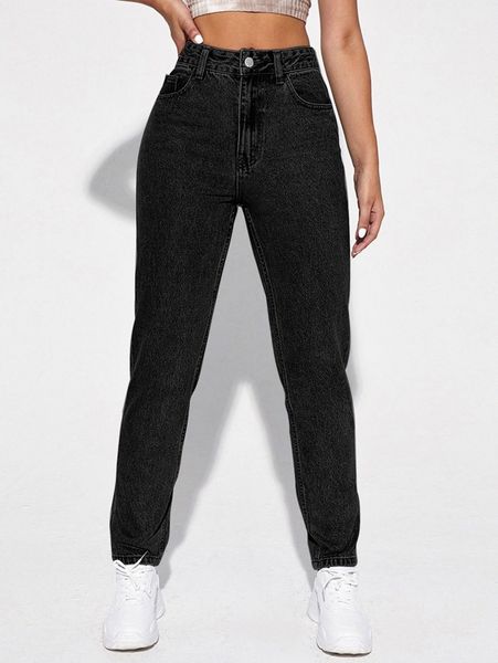 

high waisted mom fit jeans 75sc#, Blue