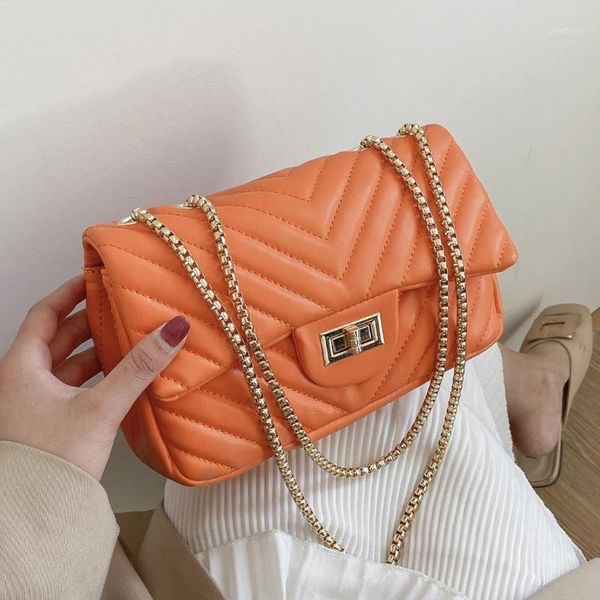 

evening bags handbag chain leather shoulder crossbody for women designer square thread sac a main fashion jelly purse trend