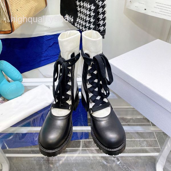 

boots high end quality martin boots women's autumn winter thick heel bottom cross strap milky white elastic socks leather, Black