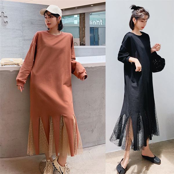 

fine spring irregular female dress fall and winter plus velvet nightgown loose big retro size y373 yt9y, Black;gray