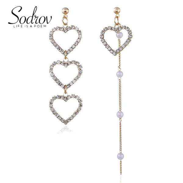 

stud 2021 trend jewelry korean fashion summer fall gold heart earrings for women long clip on without ear hole, Golden;silver