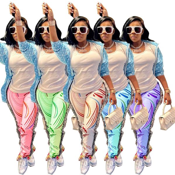 

2021 summer casual color tassel four seasons pants women's wear, Blue