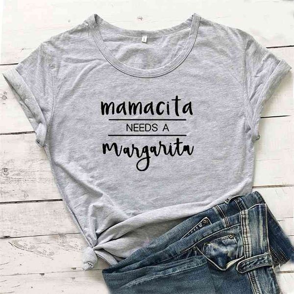 

mamacita needs margarita funny t shirt women t-shirt summer short sleeve tshirt women harajuku cotton tee shirt femme 210722, White