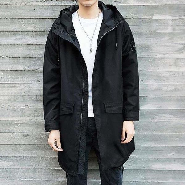

men's jackets mens fashion spring autumn hooded jacket coat men winter windbreaker casual long trench outerwear man jaqueta, Black;brown