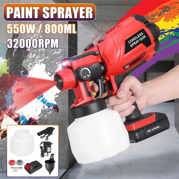 

professional spray guns 20v 800ml cordless electric gun 1.8mm nozzle airbrush paint sprayer for car/wall painting with battery & charger