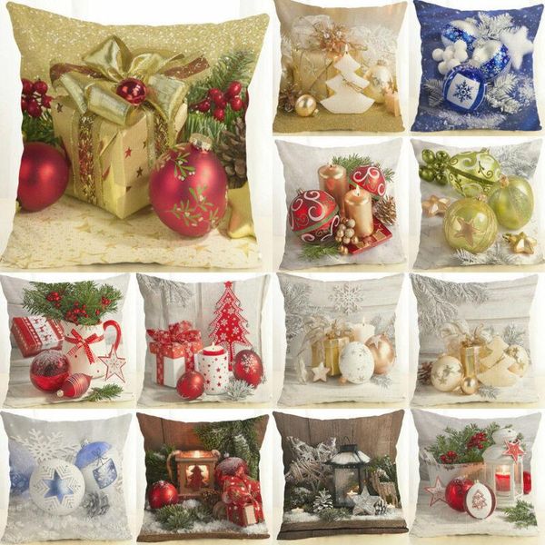 

pillow case 18" christmas ball cotton linen home dÃ©cor cushion soft room gifts single sides printing