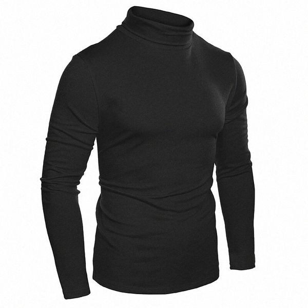 

men's t shirt solid color turtleneck casual daily long sleeve lightweight casual classic slim fit white black gray / sports s5co#
