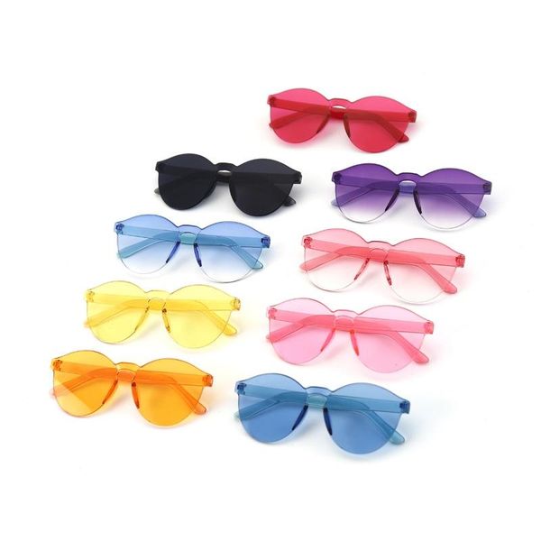 

sunglasses children's transparent candy color round frame baby versatile boys and girls fashion cute glasses, Blue
